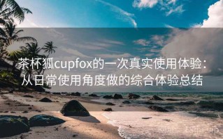 茶杯狐cupfox的一次真实使用体验：从日常使用角度做的综合体验总结